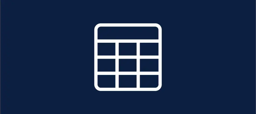 Navy background with a white graphic of an outline of a 3x3 table.